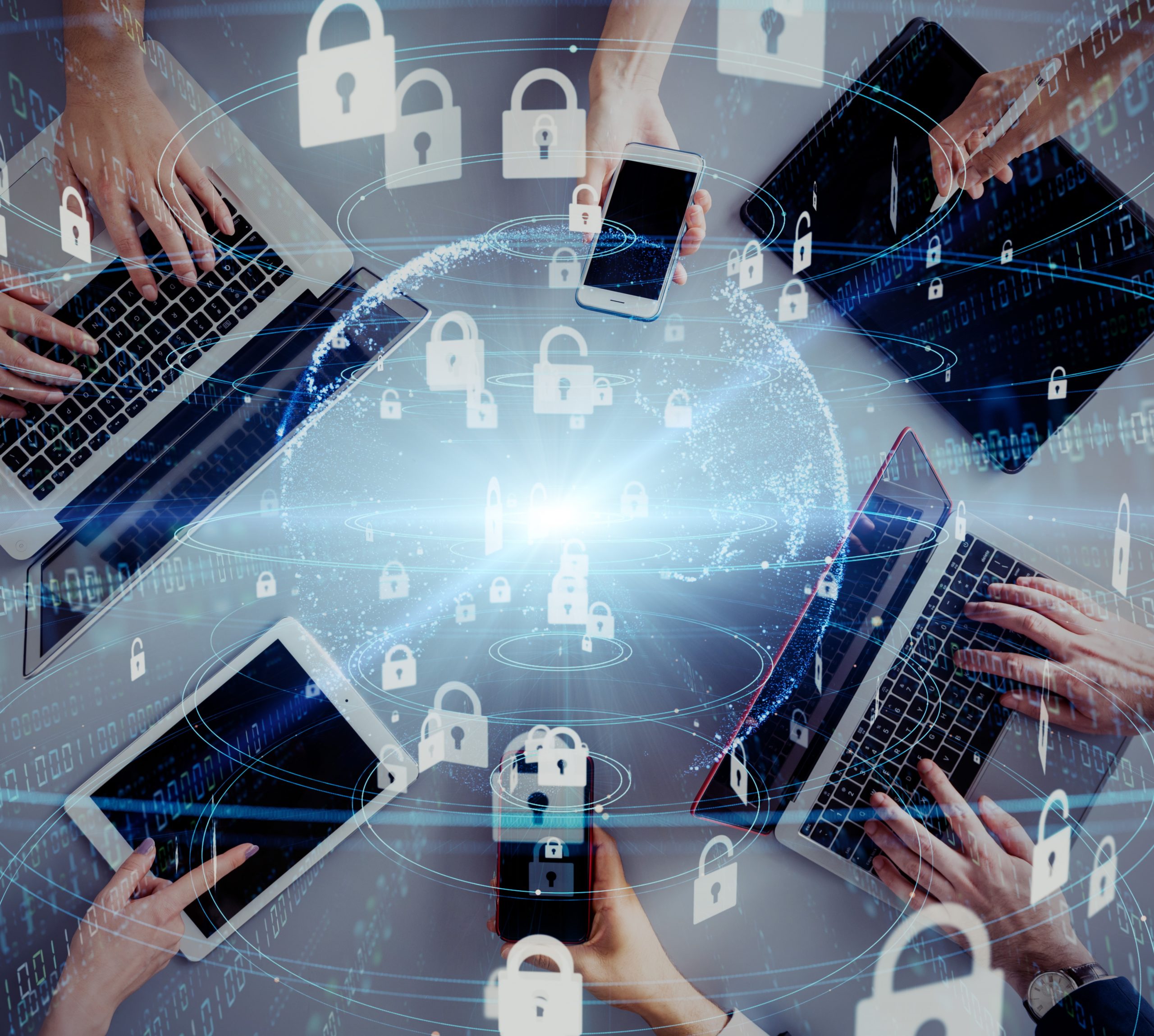 Network security concept. Cyber protection. Anti virus software.